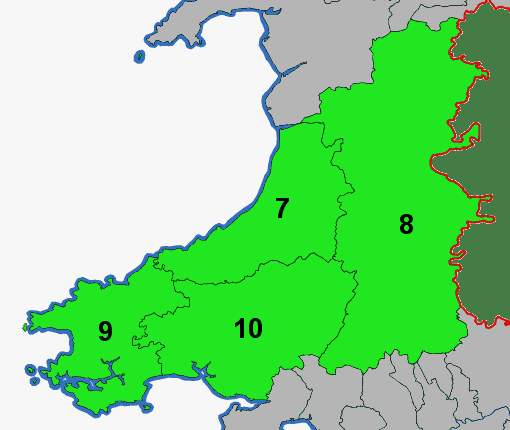 Map o Ganolbarth Cymru / Map of Mid Wales